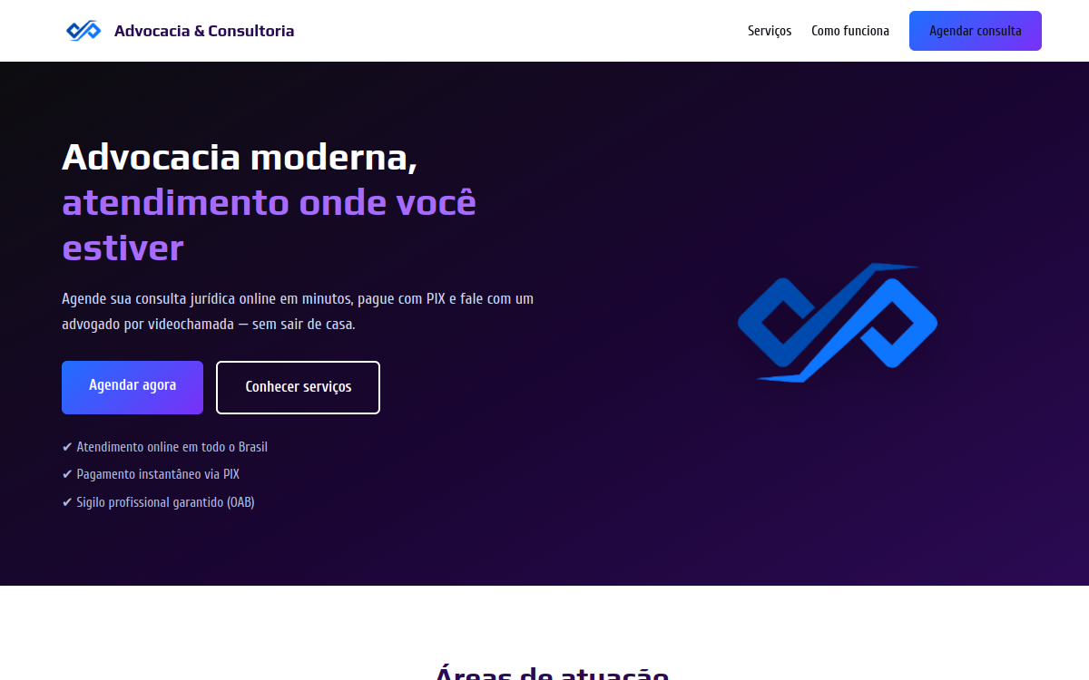 Captura do site Advocacia & Consultas