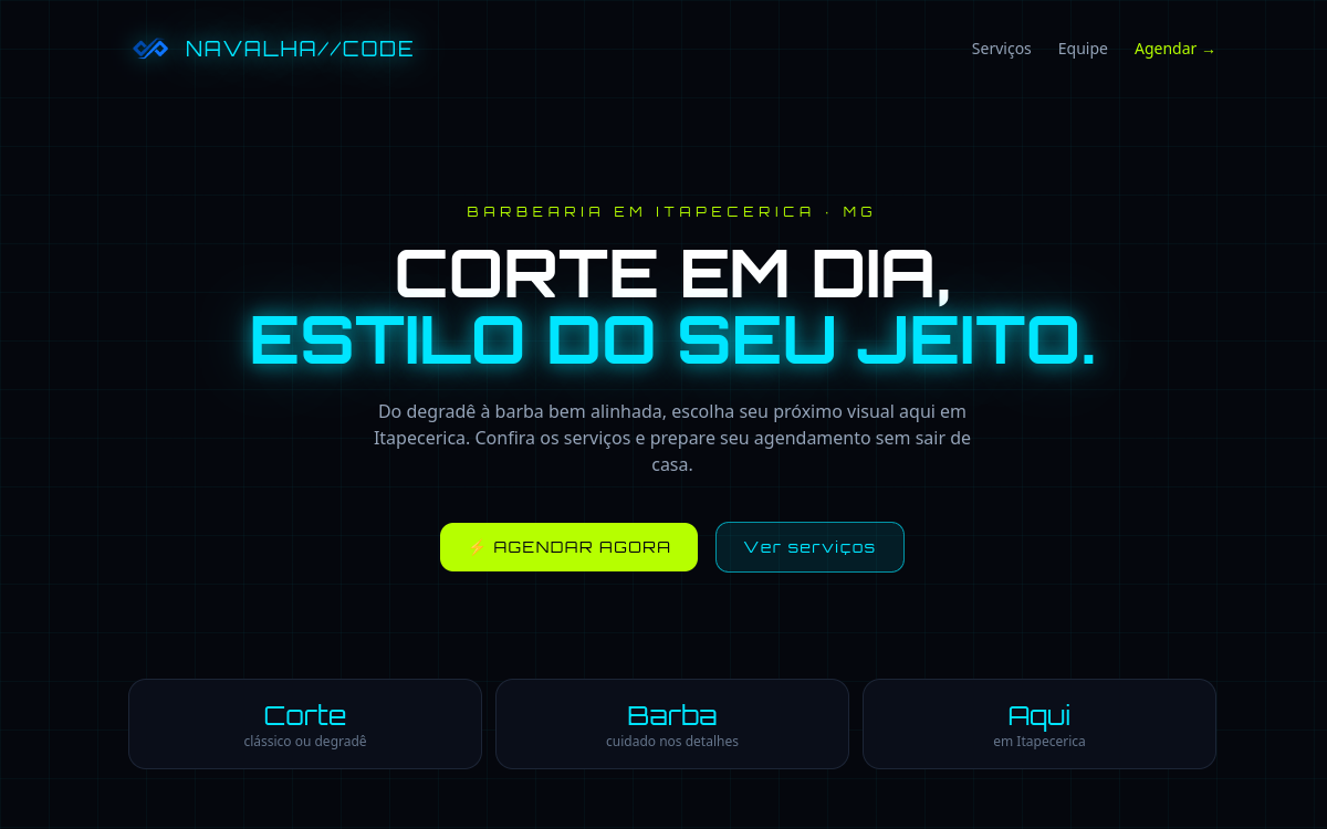 Captura do site Barber Appoint