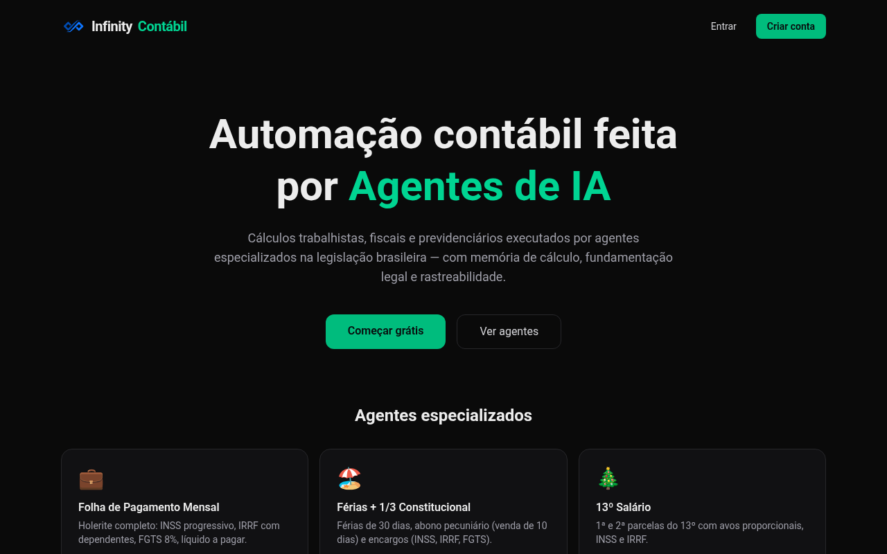 Infinity Contábil — automação contábil por agentes de IA