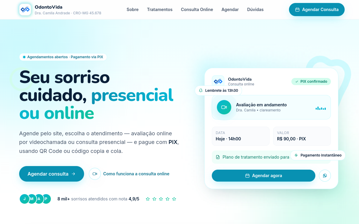 Captura do site Odonto Vida