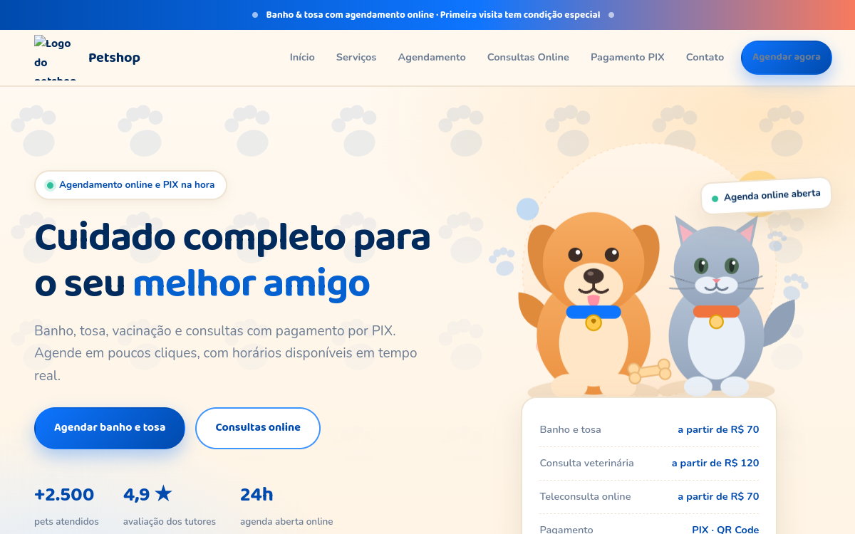 Captura do site Petshop Azure